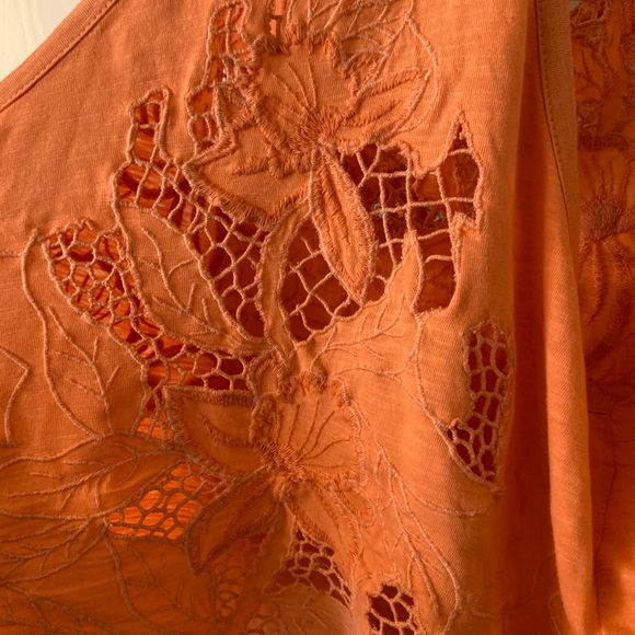 Free People orange Blossom floral coral CutOut Crop Top small embroidered - Picture 10 of 10